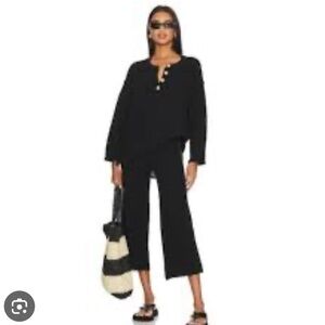 free people beach hailee sweater pants black xs
